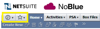 NetSuite history and favourites screenshot