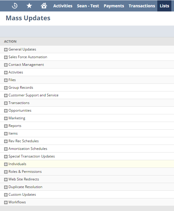 NetSuite tips - mass updates list