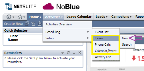 NetSuite tips - Setting up activity reminder