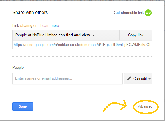 Google Drive advanced sharing