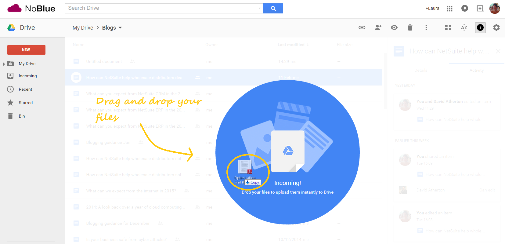 Google Drive drag and drop