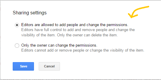 Google Drive permission settings