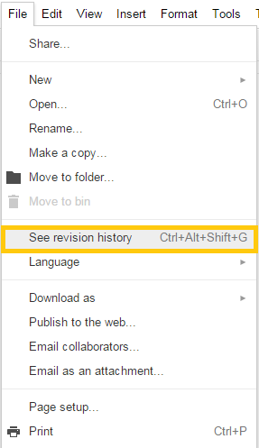 Google Drive see revision history