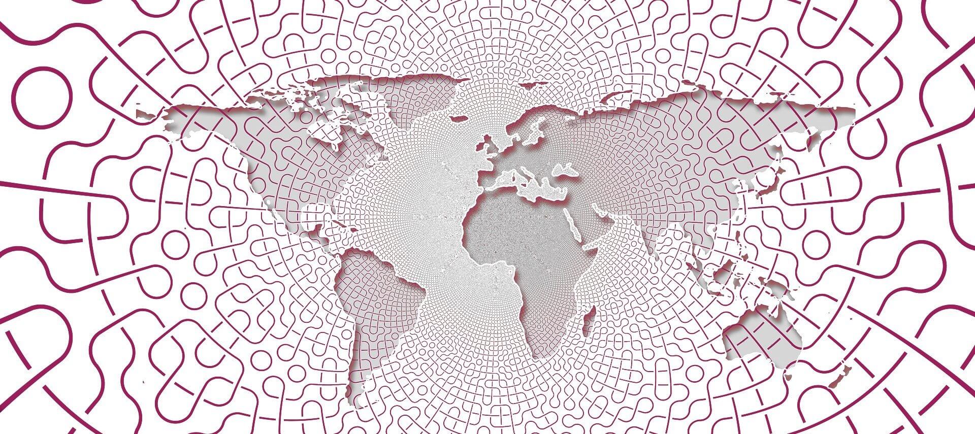 light purple map of the world