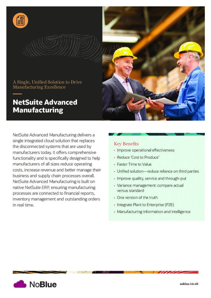 Colateral NetSuite Advanced Manufacturing