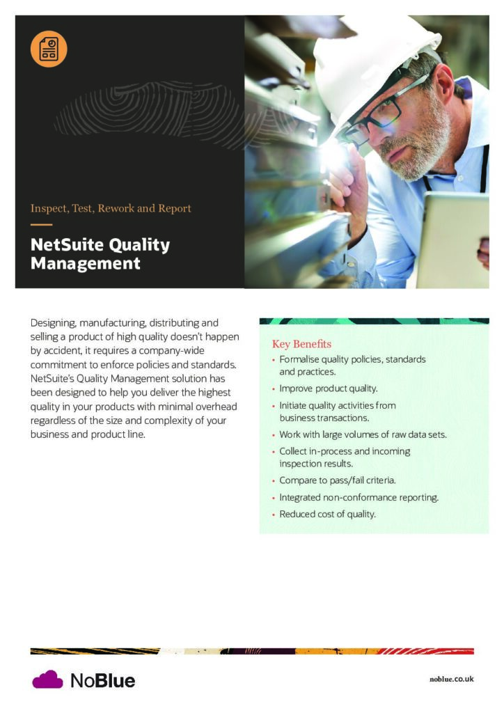 Colateral NetSuite Quality Management