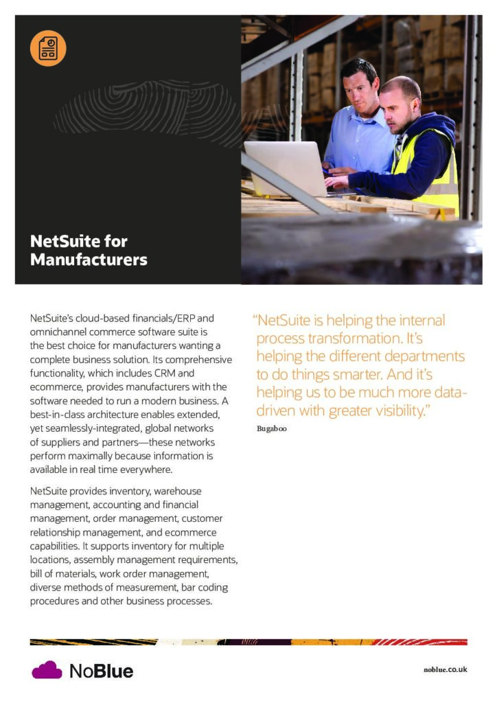 Colateral NetSuite for Manufacturers