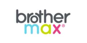A colourful logo of brother max with no background.